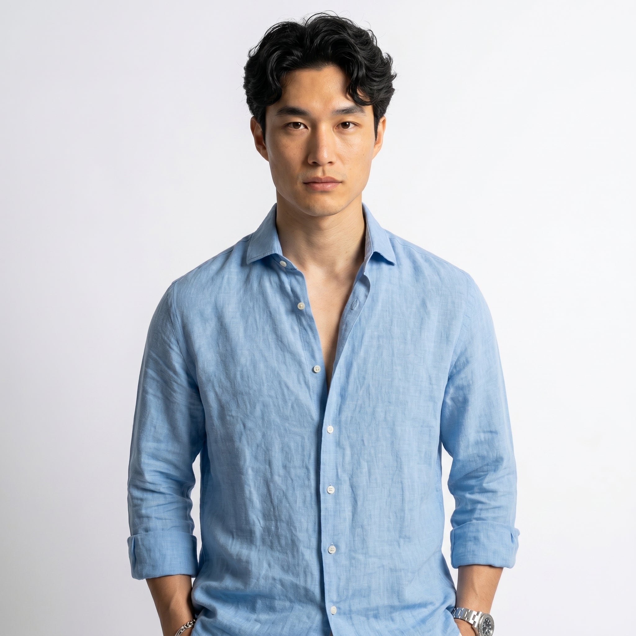 SKY BLUE LINEN SHIRT
