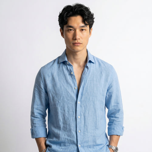 SKY BLUE LINEN SHIRT