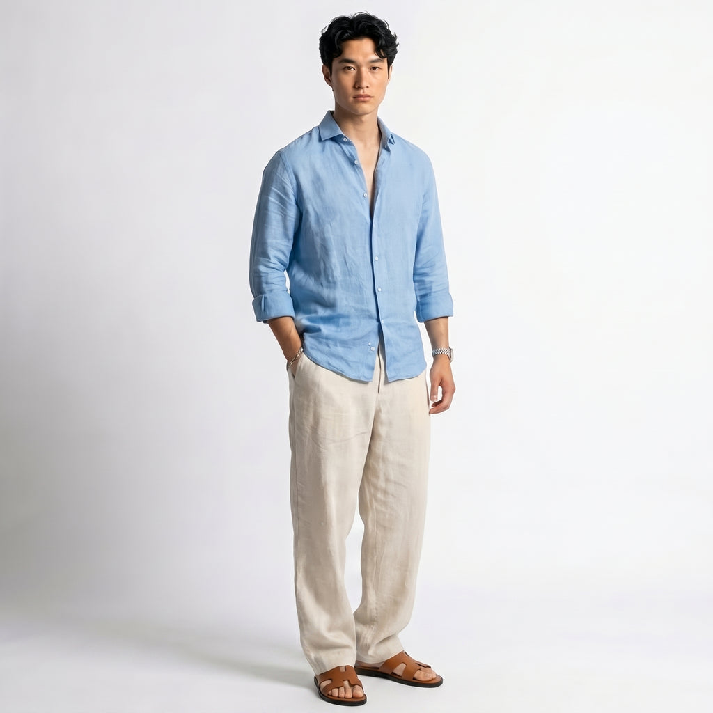 SKY BLUE LINEN SHIRT