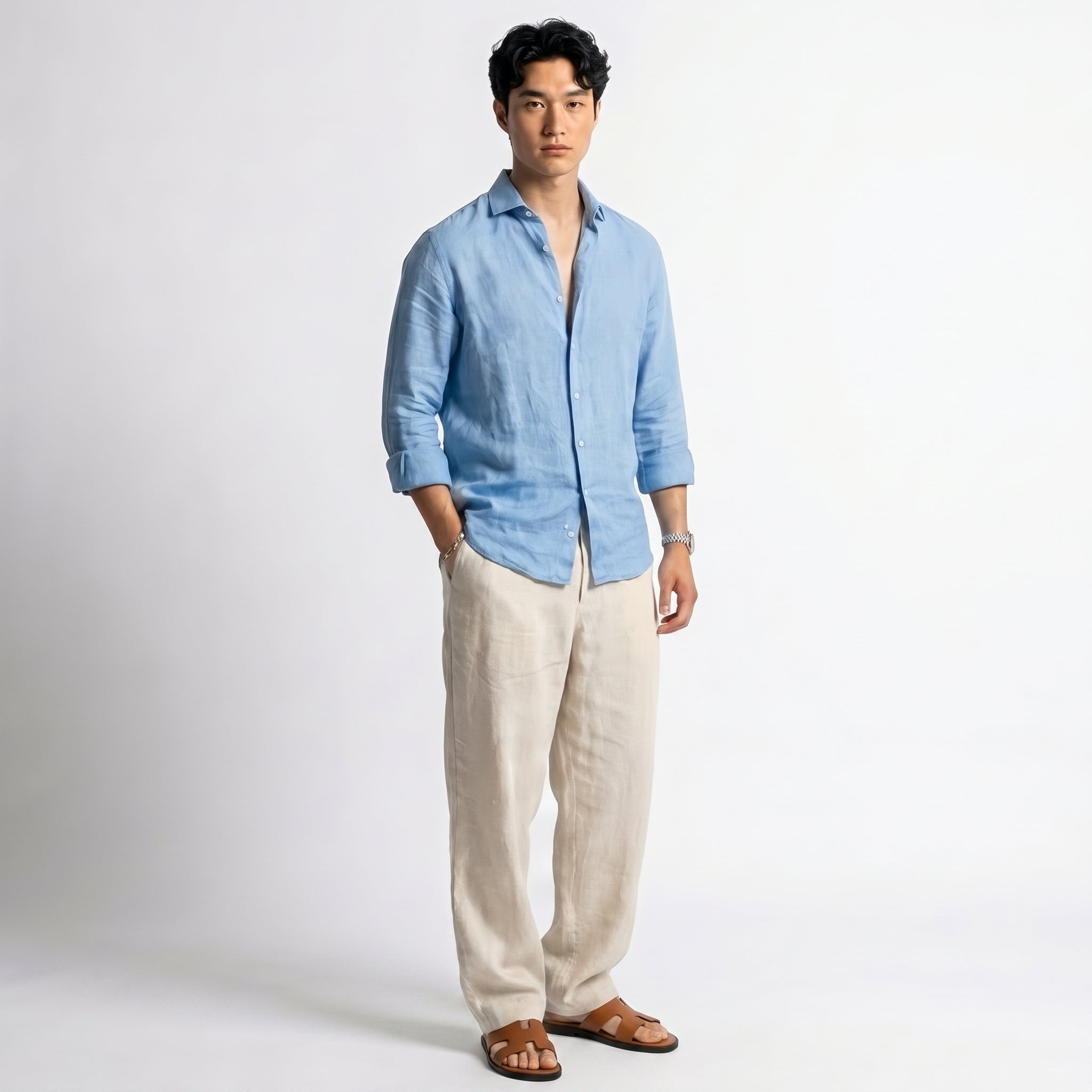 SKY BLUE LINEN SHIRT